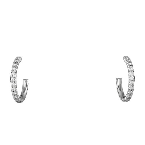CARTIER/卡地亞 ETINCELLE系列 白金鑲嵌鉆石小號圈形耳環(huán)B8301226