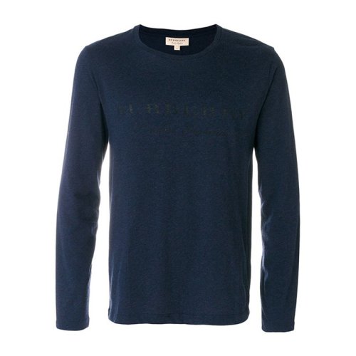 BURBERRY/博柏利  男士深藍(lán)色棉質(zhì)混紡長袖打底T恤