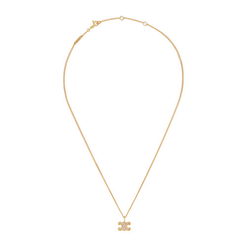 CELINE/賽琳 22新款 TRIOMPHE系列 女士金色黃銅配水鉆標志形狀調(diào)節(jié)項鏈460GB6BZI.35OR