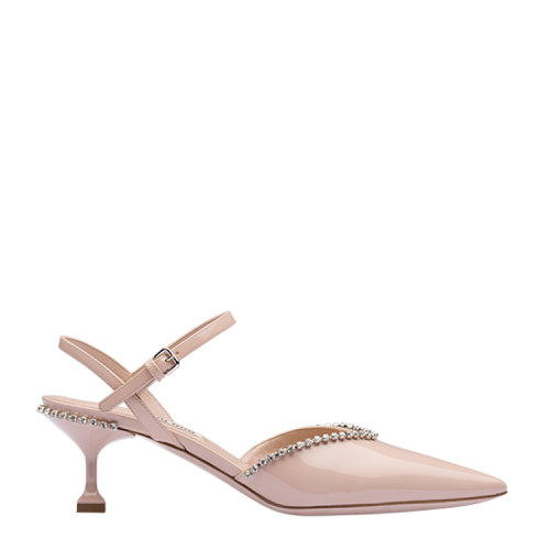 MiuMiu/繆繆 裸粉色 女士仿水晶裝飾漆皮高跟涼鞋 5I957C_XWA_F0236_F_055