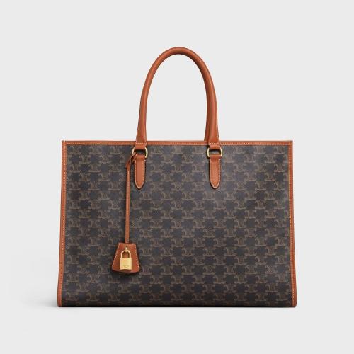  CELINE賽琳思琳 22年秋冬 女士 手提包 TRIOMPHE CANVAS標(biāo)志印花和牛皮革橫款CABAS手袋 197912