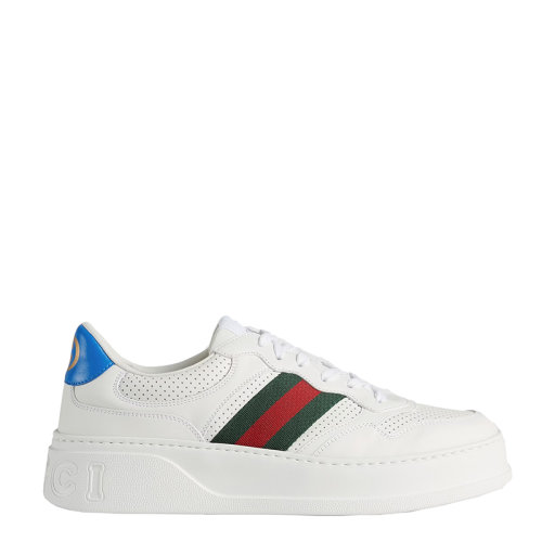 GUCCI/古馳      男士白色皮革紅藍織帶運動鞋?669698UPG109060