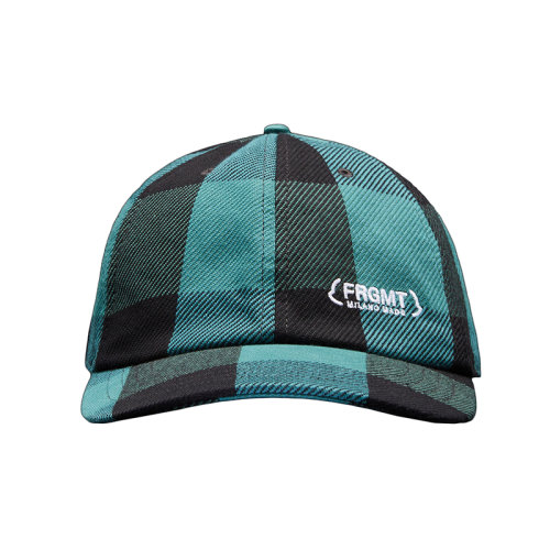 Moncler/蒙克萊 22年秋冬新款 Maya 70系列FRGMT藤原浩合作款 男士星鉆黑色/綠色純棉格紋棒球帽H209U3B00007M2316F89