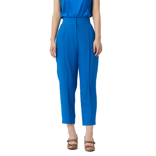 HUI/卉21年秋冬新品 靛藍進口SPH紗線抗皺易打理腰封高腰煙管褲長褲女士西褲HR41H01587