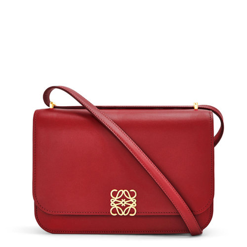 LOEWE/羅意威 20  Goya系列 女士深紅色真絲小牛皮金屬徽標(biāo)磁扣單肩斜挎包0010594265