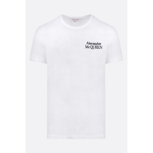  Alexander McQueen/亞歷山大麥昆 男士黑色棉質(zhì)短袖T恤 682868 QSX89 9000 PLFSX