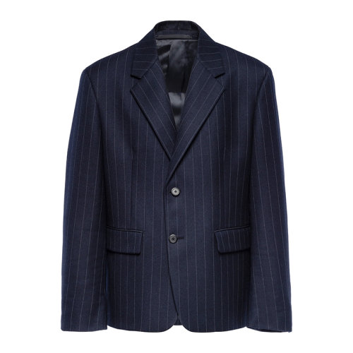 PRADA/普拉達(dá)  男士藍(lán)色單排扣細(xì)條紋羊毛外套UGM169_1ZCX_F0008_S_212