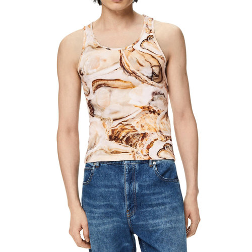 LOEWE/羅意威 22年秋冬新款 男士淺米色/多色純棉牡蠣印花背心上衣H526Y23X14-2465