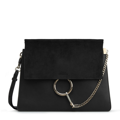 CHLOE/克洛伊 Faye系列女士光滑絨面小牛皮翻蓋金屬圓環(huán)裝飾單肩包斜挎包女包 C17SS231-H2O 多色可選