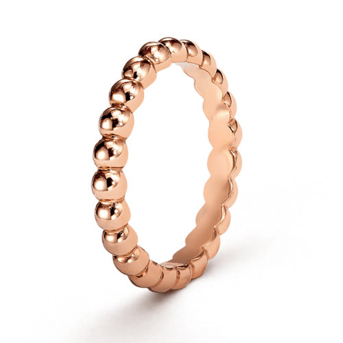 Van Cleef & Arpels/梵克雅寶 經(jīng)典Perlée?系列 18K金玫瑰金圓珠排戒簡約大氣戒指  VCARN9PB00