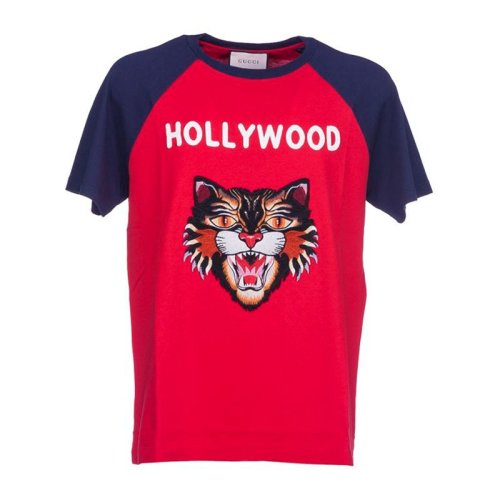 GUCCI/古馳 純棉憤怒的貓圖案時尚休閑男士短袖T恤