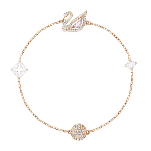 Swarovski/施華洛世奇 經(jīng)典天鵝系列女士鍍玫瑰金色仿水晶石浪漫天鵝球形DAZZLING SWAN手鐲手環(huán)手鏈 5485876