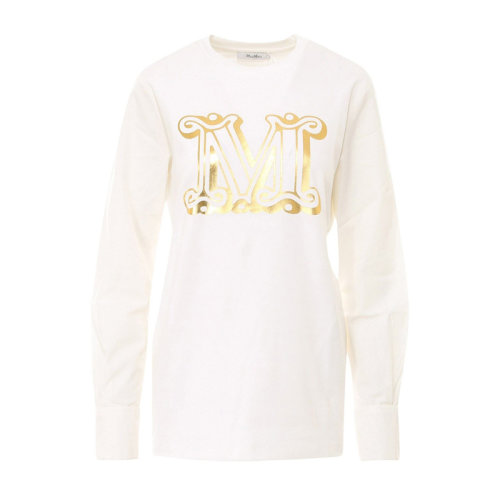 MaxMara/麥絲瑪拉 21春夏 女裝 服飾 白色棉質(zhì)字母印花 圓領衛(wèi)衣 女衛(wèi)衣