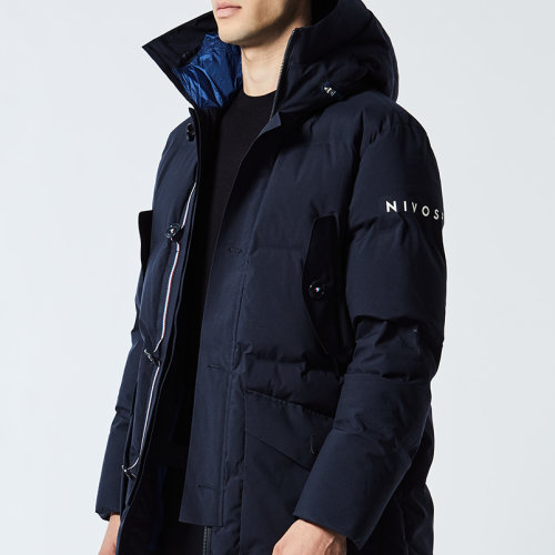 Nivose/尼渥絲 VARS 男女同款 時尚廓形派克大衣連帽女男士羽絨服 防鉆絨 軍裝背帶