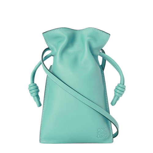 LOEWE/羅意威 22春夏新款Flamenco Pocket系列 女士薄荷色納帕小牛皮單肩斜挎手機包0010642767