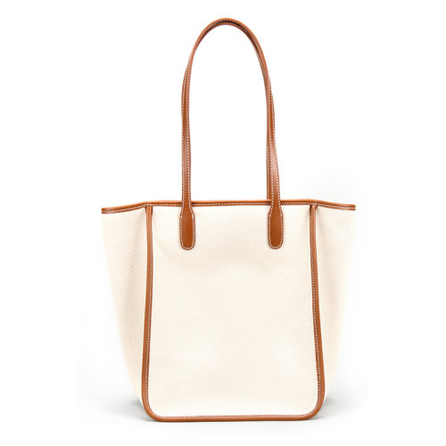 GeleiStory/GeleiStory  簡(jiǎn)約真皮女包頭層牛皮拼接帆布單肩包撞色大容量單肩包