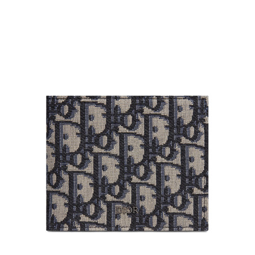 DIOR/迪奧 經(jīng)典款 男士老花帆布小牛皮內(nèi)飾折疊錢包2OBBC027YSE_H05E