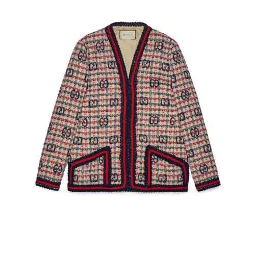  GUCCI古馳 22年秋冬 女士 GG格紋花呢夾克 610060 ZADEH 4069