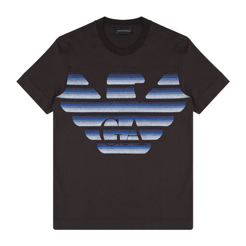 Emporio Armani 男士 深棕色 胸前印花T恤  6H1TH3-1JDXZ-0482