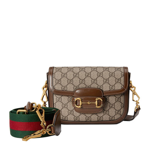 GUCCI/古馳 Gucci 馬銜扣1955系列迷你帆布/配皮手袋（配可拆卸雙肩帶） 658574 HUHHG