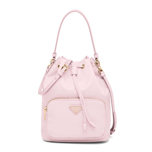 PRADA/普拉達(dá) 女士粉色再生尼龍徽標(biāo)印花單肩包手提包女包 1BH038-RV44-F0E18