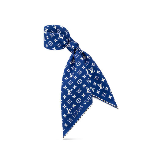 Louis Vuitton/路易威登 22年秋冬新款 LV MATCH系列 女士藍(lán)色桑蠶絲老花圖案絲巾菱形巾M77767