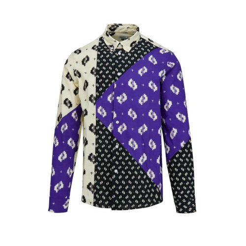 KENZO/高田賢三  凱卓男裝 圖案裝飾 男士混色棉質(zhì)時(shí)尚方領(lǐng)長袖襯衫 FA55CH4061PA.99