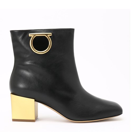 Salvatore Ferragamo/菲拉格慕 黑色 女士中跟短靴 693058-01N690-ALBIANO-8B5TUD 包裝盒微瑕疵