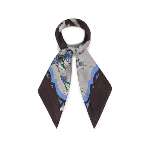 Tory Burch/湯麗柏琦 女士桑蠶絲TORY'S CHALET方巾絲巾圍巾滑雪場景印花 86433