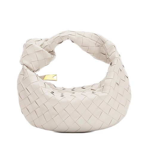 Bottega Veneta/葆蝶家 JODIE系列 女士白色迷你牛皮小羊皮打結(jié)腋下包羊角包單肩包651876VCPP59143