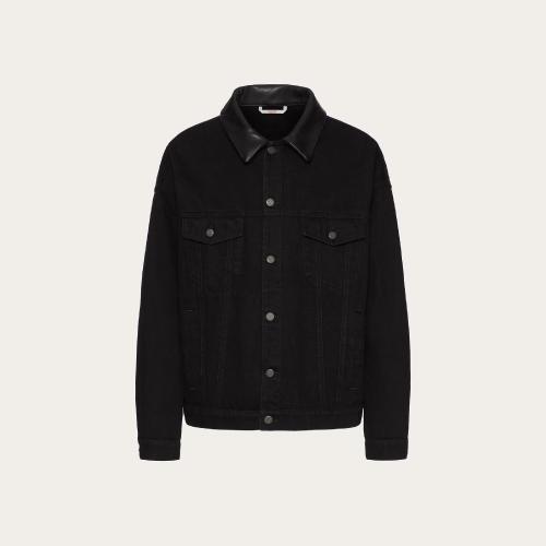  VALENTINO華倫天奴 22年秋冬 男士 夾克 VESTE EN DENIM A_VEC DOS EN CUIR ET GRAND VLOGO SI