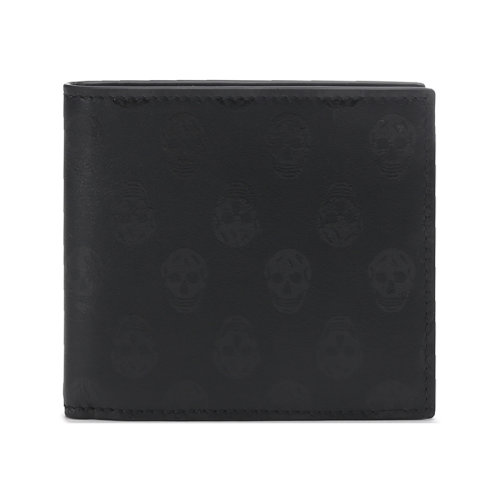 Alexander McQueen/亞歷山大麥昆 【22春夏新款】 男士皮革短款錢包錢夾骷髏頭圖案 602137 1AAAN