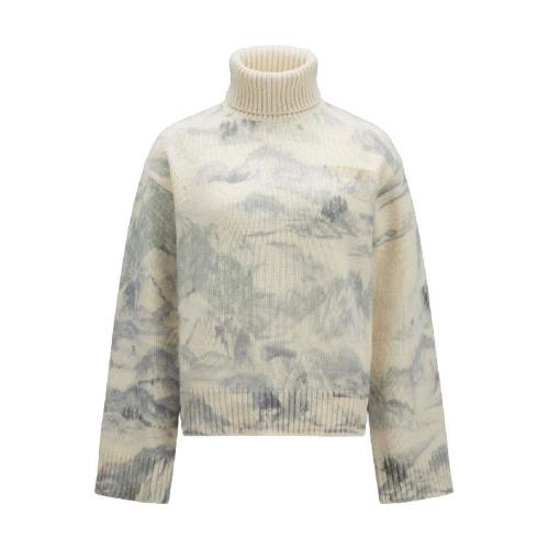  MONCLER蒙可蒙克萊 22年秋冬 女士 針織衫 Printed Wool Polo Neck Jumper H20939F00019M11150