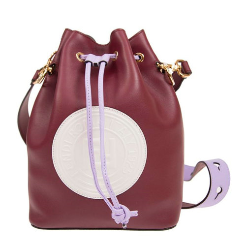 FENDI/芬迪 Mon Tresor系列 女士小牛皮FF徽標(biāo)抽繩水桶包單肩斜挎包