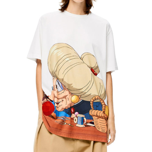 LOEWE/羅意威 22年春夏新款 Spirited Away千與千尋聯(lián)名系列 男女同款多色拼接純棉3D刺繡和飾珠的Zeniba印花短袖T恤S928Y22J05-9990