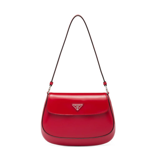 PRADA/普拉達     Cleo系列 女士猩紅色亮面皮革金屬配件徽標磁扣式翻蓋開合斜跨手提單肩包1BD311_ZO6_F02SB_V_OOO