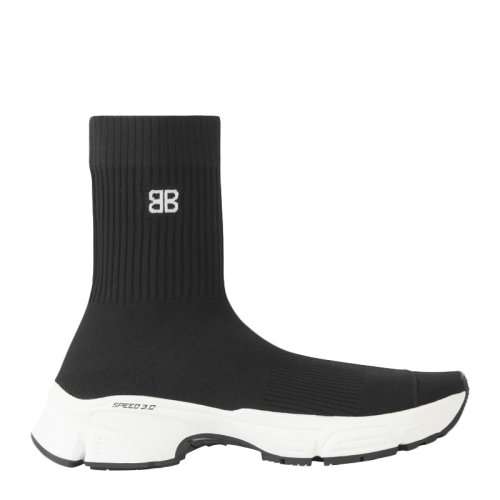 Balenciaga/巴黎世家 SPEED 3.0系列女士黑色滌綸混紡彈性纖維經(jīng)典字母徽標(biāo)提花裝飾羅紋針織休閑鞋運(yùn)動(dòng)鞋襪子鞋女鞋 654466-W2DN1-1090