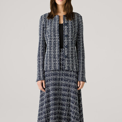 【21春夏新款】St.John/盛薔2021春季新款針織格紋修身外套女士夾克K6130X1