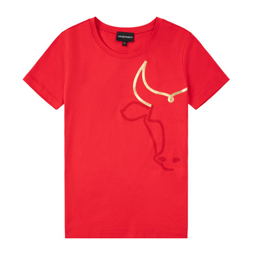 Emporio Armani/安普里奧阿瑪尼 紅色印花 女士短袖T恤  [CNY Capsule新年限定] 3K2T8T-2J95Z-0334