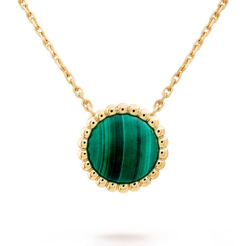Van Cleef & Arpels/梵克雅寶 Perlée系列 18K黃金鑲嵌孔雀石彩珠吊墜項鏈 VCARP4DM00