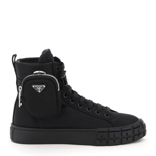 PRADA/普拉達 女士黑色尼龍配小袋高幫休閑鞋女鞋1T551M-3LFV-F0002