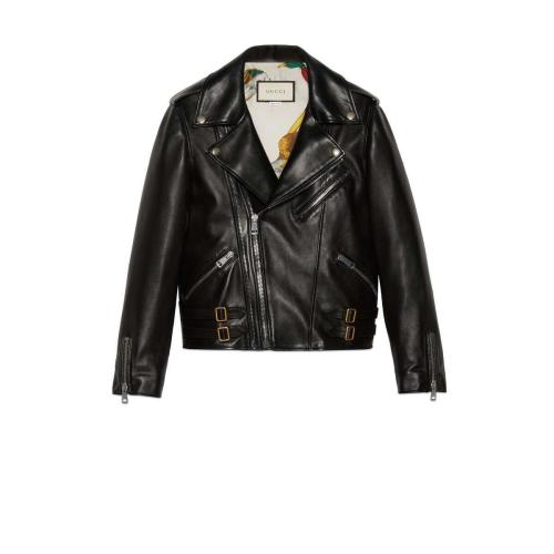  GUCCI古馳 22年秋冬 女士 Plonge皮革機(jī)車夾克 629189 XN336 1000