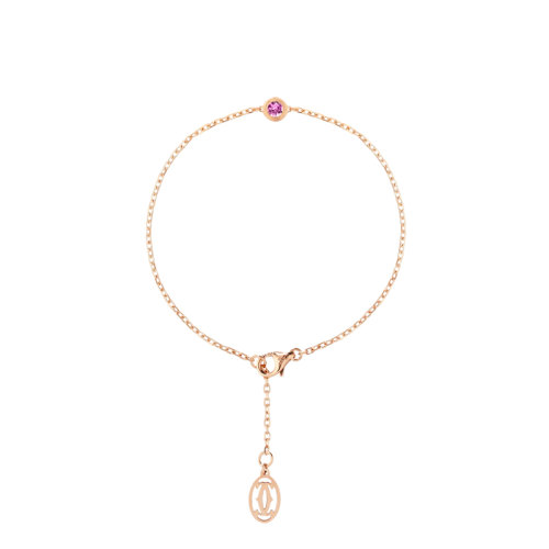 CARTIER/卡地亞 Saphirs Légers系列 簡約優(yōu)雅18k金玫瑰金鑲粉色藍(lán)寶石手鏈 B6037300