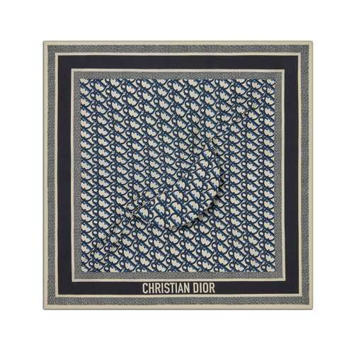 DIOR/迪奧 22年早春新款 女士海軍藍色純桑蠶絲老花印花遮陽帽頭巾帽21DOB150I600_C540