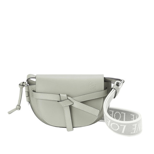 LOEWE/羅意威 22春夏新款Gate Dual系列 女士迷你灰白色柔軟小牛皮提花織物肩帶單肩斜挎包腰包A650N46X13-1760