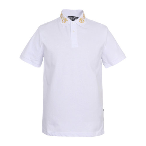 VERSACE JEANS/范思哲牛仔 男士純色棉質(zhì)經(jīng)典字母徽標刺繡圖案翻領短袖T恤POLO衫 B3GVB7P6-36571 多色可選