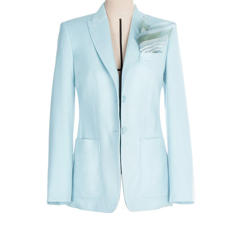 MaxMara/麥絲瑪拉 22年早春新款 VICTOR系列 女士天藍色純羊絨面料西裝外套1041122106004