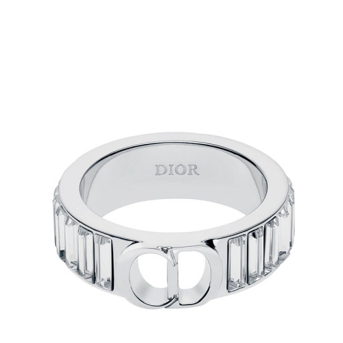 DIOR/迪奧 CD ICON系列 男士銀色飾面黃銅白色仿水晶點綴戒指指環(huán)R1134HOMMT_D001