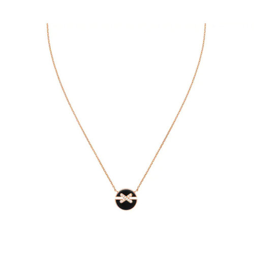 Chaumet/尚美 Jeux de Liens Harmony系列 女士小號(hào)18k金玫瑰金瑪瑙切割鉆石項(xiàng)鏈084426