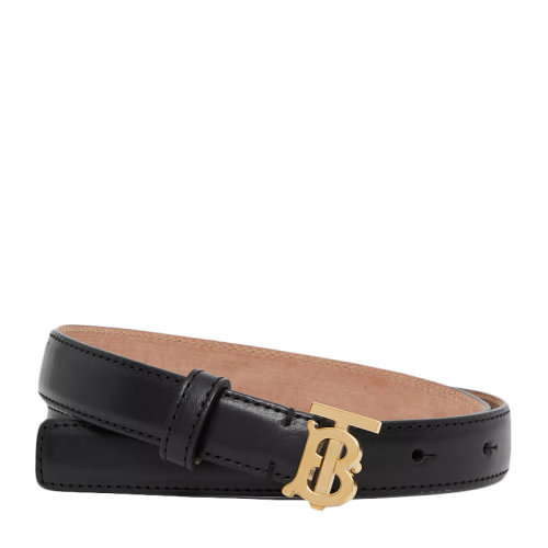 BURBERRY/博柏利 女士黑色小牛皮TB金色字母LOGO板扣腰帶皮帶 8023439